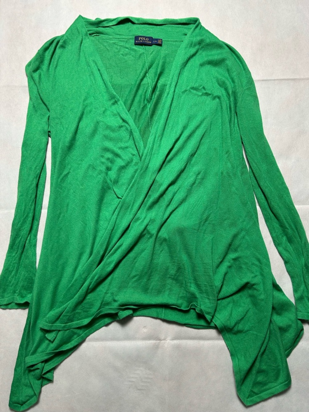 Polo Ralph Lauren green open front silk blend cardigan size large